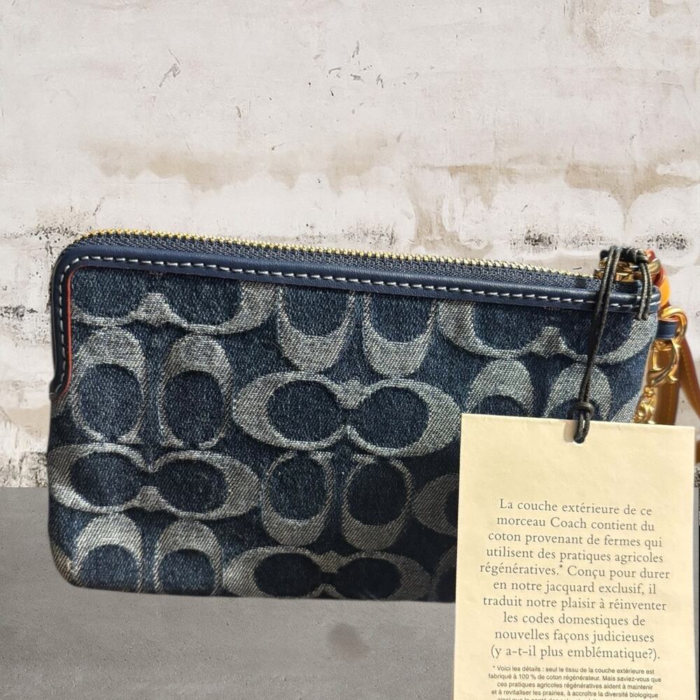 Coach NWT Corner Zip Wristlet In Signature Denim - Picture 5 of 9